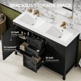 thumbnail image 4 of EVOKEDEN 48'' Bathroom Vanity with Sink Combo, Freestanding Farmhouse Thickened Wood Bathroom Storage Cabinet with Undermount Double Sink, 3 Drawers & 2 Soft-Close Doors with Organizers, Black, 4 of 9