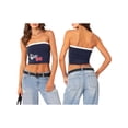 thumbnail image 3 of nvzhuang Women's Summer Tube Tops Strapless/Stripes/Letter Print Bandeau Crop Tops Slim Fit Shirts, 3 of 9