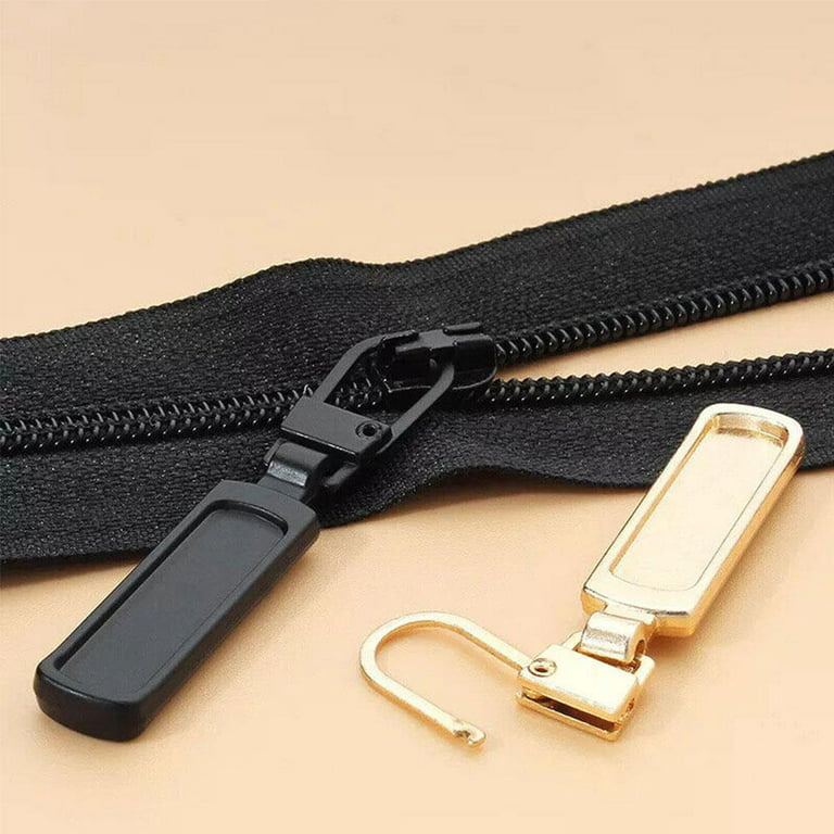 8 Pieces Zipper Pull Replacement Zipper Repair Kit Zipper Slider Pull Tab  Metal Zipper Fixer Head for Luggage Backpack Jacket Suitcase Coat (Black)