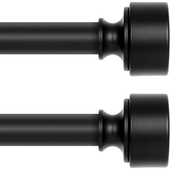 2 Pack Black Curtain Rods for Windows 28 to 48 Inch(2.3-4ft), 1 Inch Diameter Heavy Duty Curtain Rod, Adjustable Decorative Drapery Poles 18-45", Matte Black