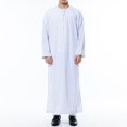 thumbnail image 3 of Traje nacional para hombres, ropa musulmana, Jubba Thobe blanco, túnicas de manga larga, Dubái, Oriente Medio, hombres, islámico, árabe, caftán, tocados, 3 of 4