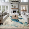 thumbnail image 4 of Nautical Teal Sea Turtles Washable Living Room Rugs 5'x7', Corals Compass Vintage Brown Map Low Pile Throw Large Area Rugs Non-Slip Sturdy Edge Binding Carpet for Dining Room Bedside Kitchen, 4 of 9