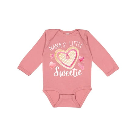 

Inktastic Nana s Little Sweetie with Pink Heart Cookie Gift Baby Boy or Baby Girl Long Sleeve Bodysuit