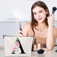 thumbnail image 4 of Fiudx Liquidación De Ofertas Flash Bolsa De Maquillaje Floral Personalizada Inicial, Regalos De Cumpleaños Con Monograma Para El Día De La Mujer, Ideas De Regalos Para Una Amiga, Novia, Dama De Honor, 4 of 7