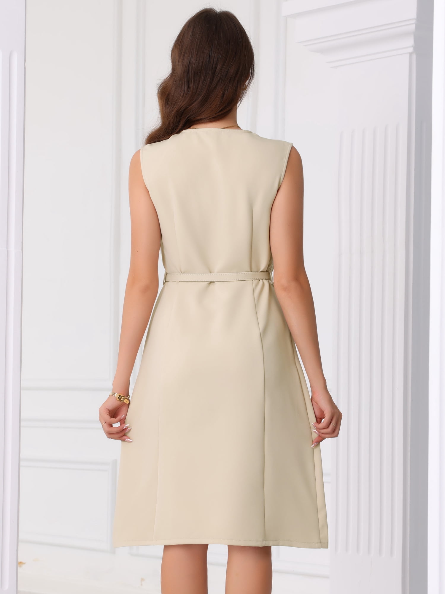 DARING DIVA Sleeveless A-Line Dress S Dark Beige