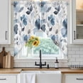 thumbnail image 4 of Blue Spring Floral Kitchen Window Curtains, Swag Curtains Valance for Bedroom Living Room Bathroom, Watercolor Summer Flowers Abstract Rod Pocket Window Curtain Block Drapes 2 Panels 36"x45", 4 of 9