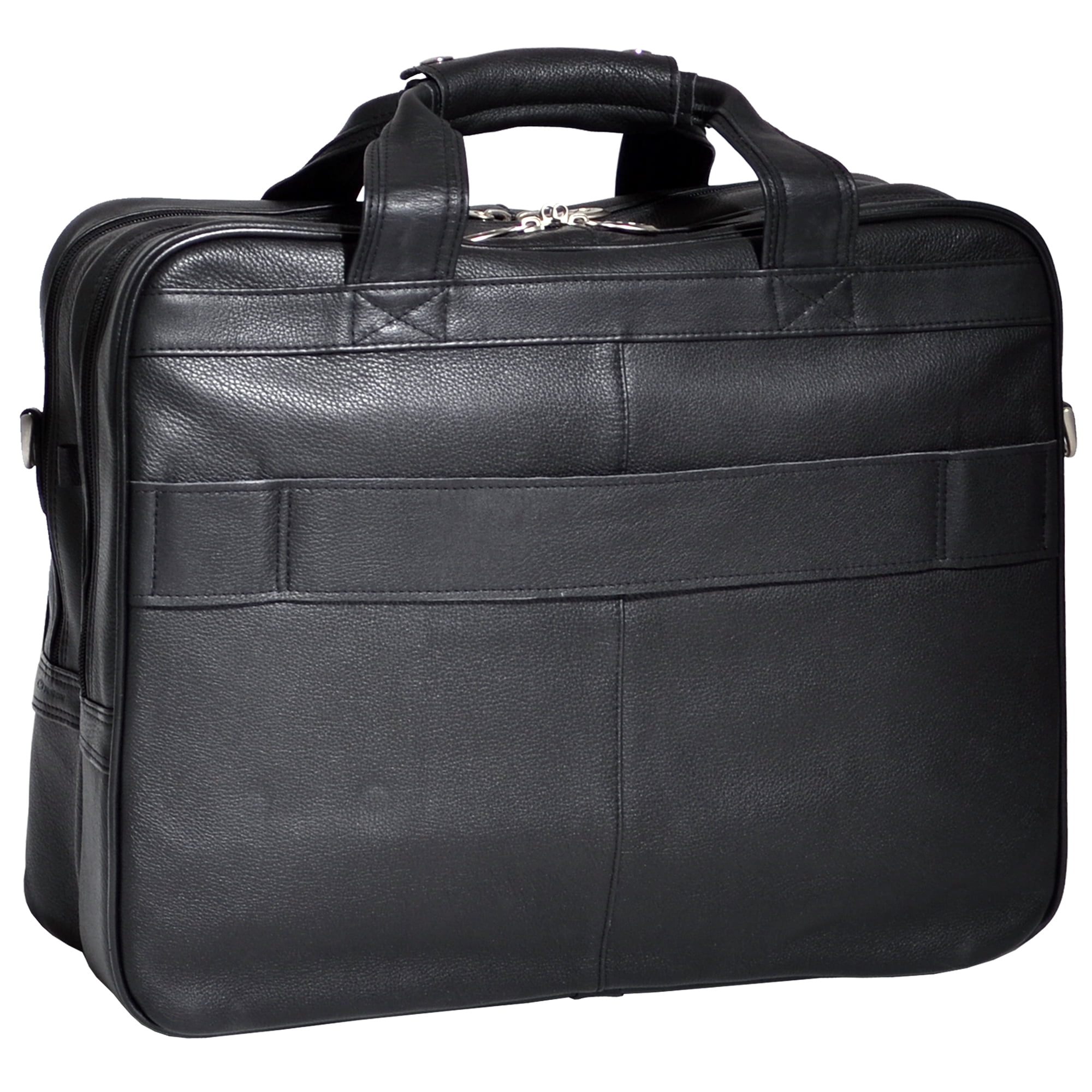 I Series | GOLD COAST | 17" Leather Patented Detachable -Wheeled Laptop Briefcase - Black