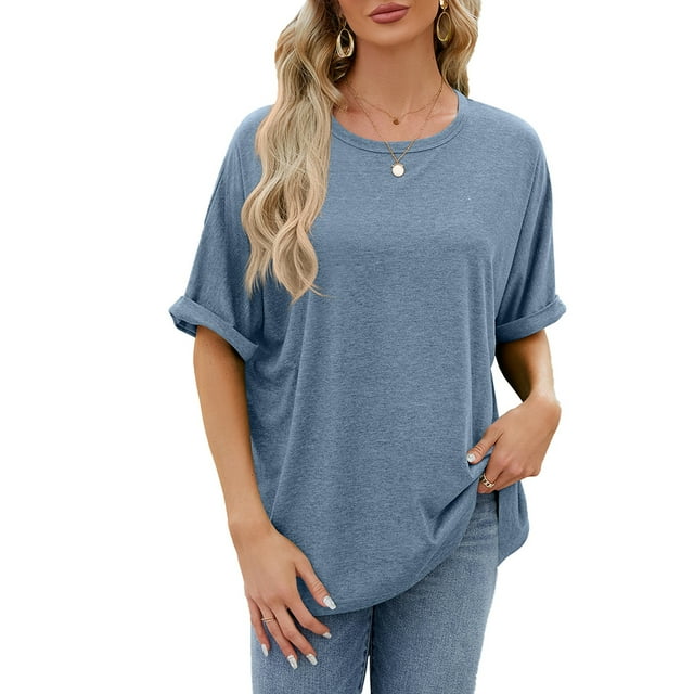 Zoeecloth T-Shirts pour Femmes Hauts Été Manches Courtes Tees Col Rond Pull Ample T-Shirt Court Blouses Douces Décontractées T S-TTG