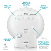 Westclox 5 White Electric Sunrise Simulator Alarm Clock with Digital LED Display and Dimmable Nightlight