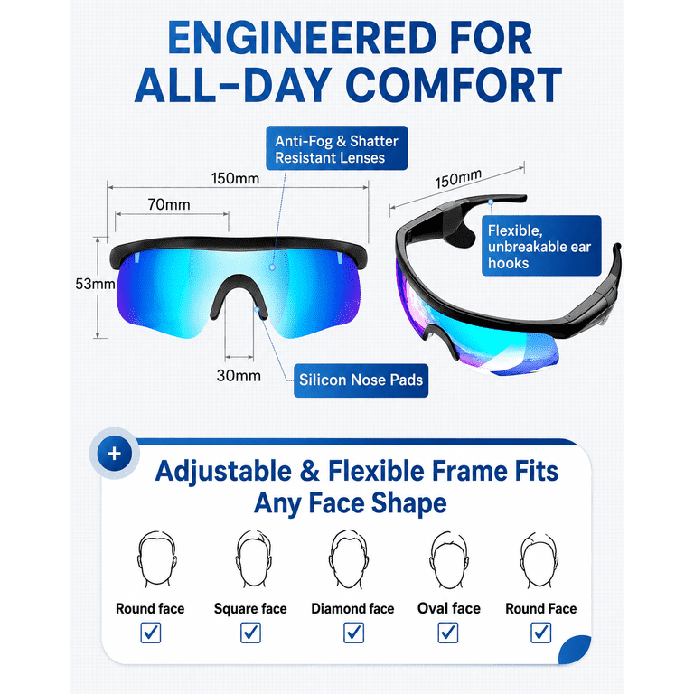 COSJM Bluetooth Smart Sunglasses with Open-Ear Audio photo 5