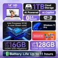 thumbnail image 3 of HP Flagship 14 Laptop Computer, 16GB RAM, 384GB Storage(128GB UFS+256GB MSD), Intel N150 CPU, 1-Year Office 365, Copilot Key, Wi-Fi 6, Windows 11 Pro, Honey Lavender, 3 of 9