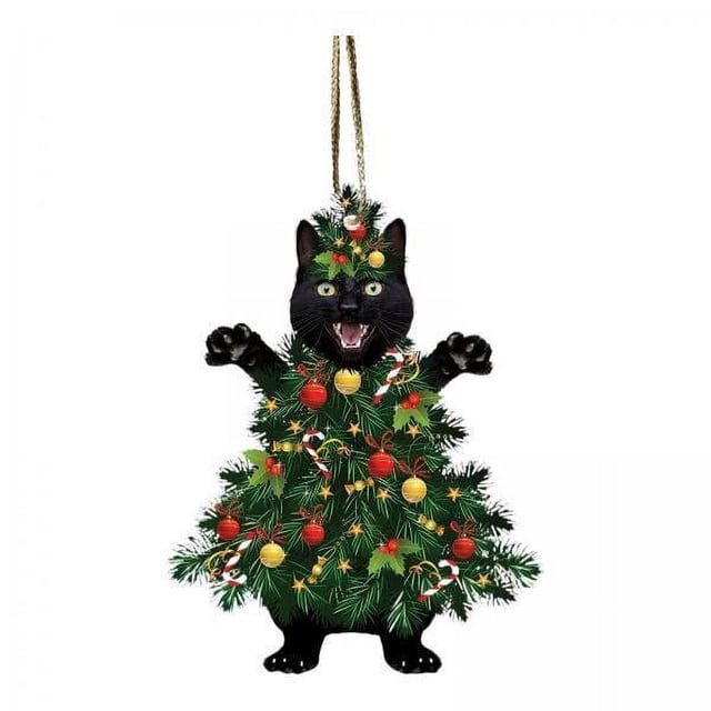 Colgante de Navidad,Decoraciones colgantes de Navidad Adorno de gato,Colgante de Navidad Adorno colgante con cordón,Espejo retrovisor del coche Accesorios para colgar Fácil de colgar,Regalo