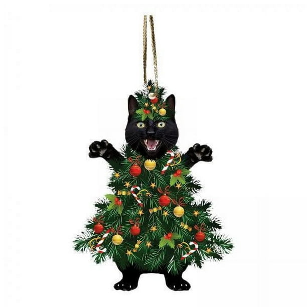 Colgante de Navidad,Decoraciones colgantes de Navidad Adorno de gato,Colgante de Navidad Adorno colgante con cordón,Espejo retrovisor del coche Accesorios para colgar Fácil de colgar,Regalo