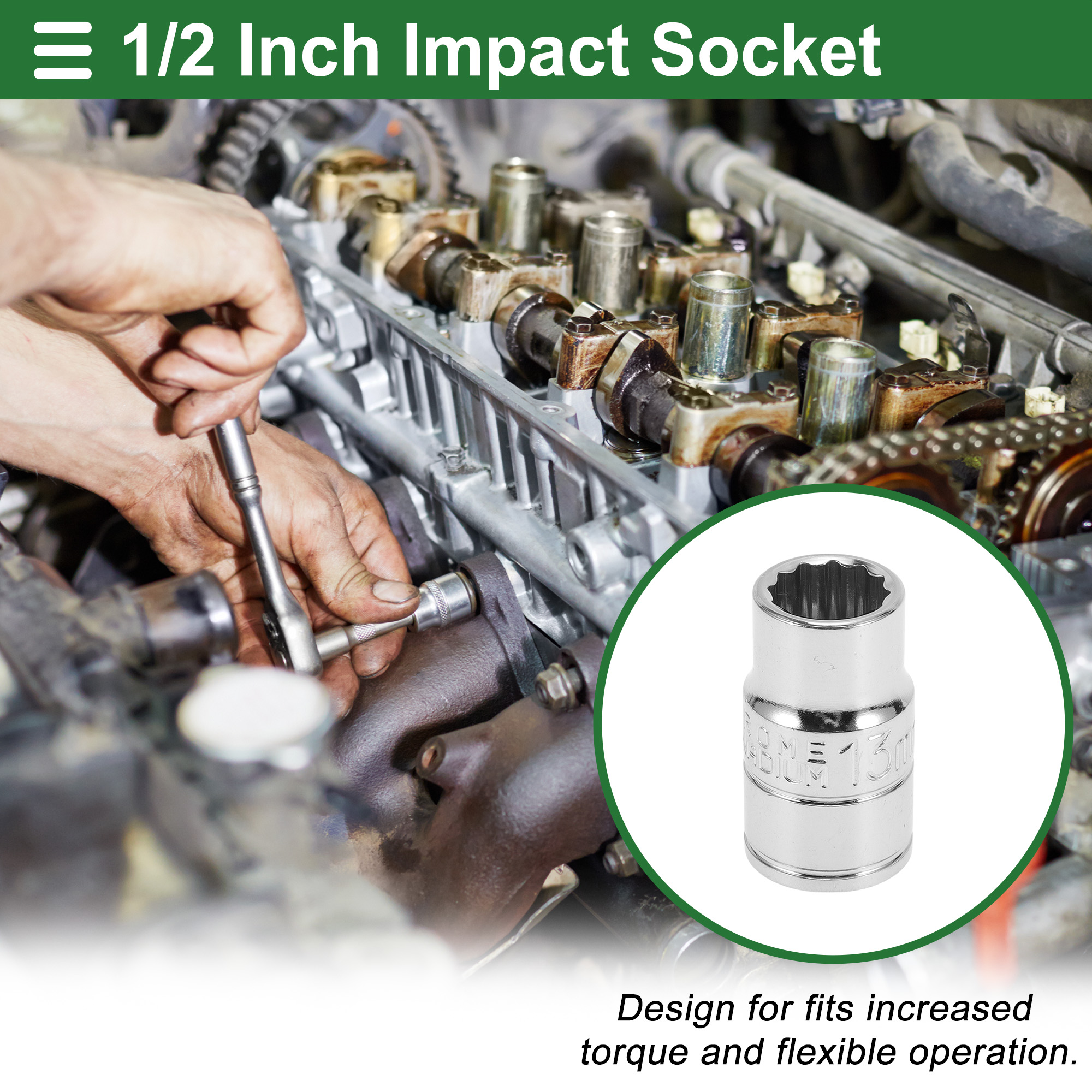 Unique Bargains Universal Impact Socket Tool 38mm Chrome Vanadium Steel 1 Pcs 13mm ID