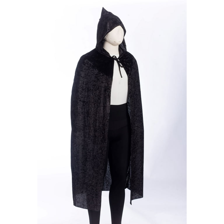 Velvet Cape, Black, Halloween Accessory for Adults, One Size for Men or Women, by Way to Celebrate