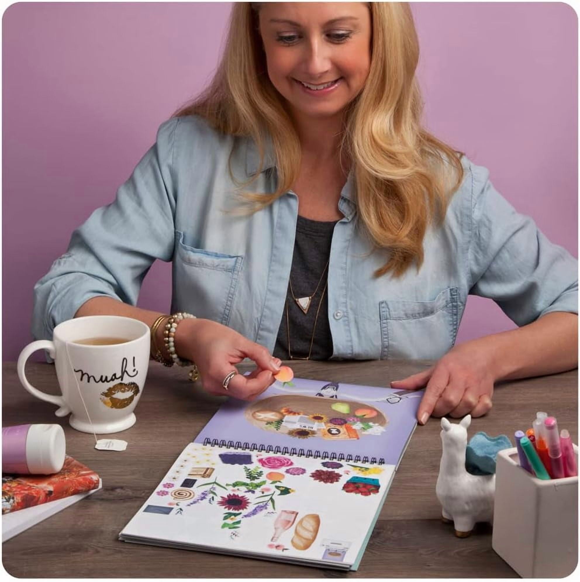 Sticker & Chill Sticker Book for Adults – 800+ Repositionable Colorful Clings Create Designs on 10 Spiral Bound Scene Pages – Easy, Fun & Stress Relieving Relaxation Activity – Flower Fest Series