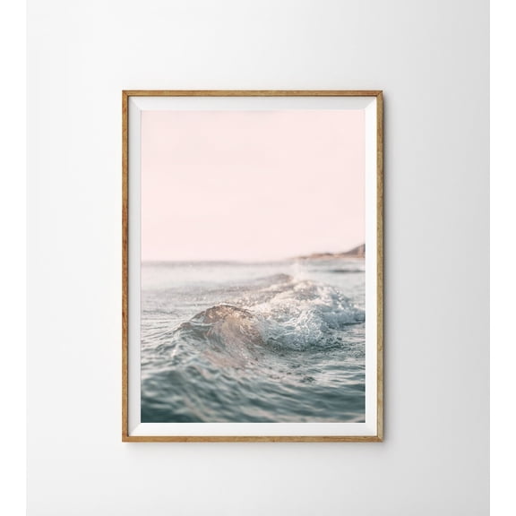 Ocean Wall Art Pastel Pink Coastal Decor Beach Poster Waves Sea Life Decoration Unframed Paper Print