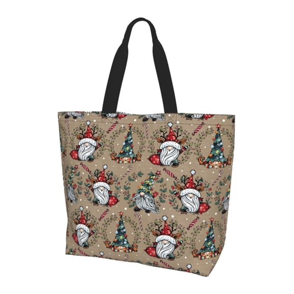 Bingfone Canvas Tote Bag for Women with Inner Pocket Aesthetic Cute Shopping Tote Bags Reusable Grocery Bags- Santa Claus cute