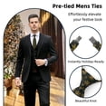 thumbnail image 3 of HISDERN Mens Ties Christmas Pattern Pre-tied Black Tie Pocket Square Cufflink Matching Set Fomal Dress Tie, 3 of 7