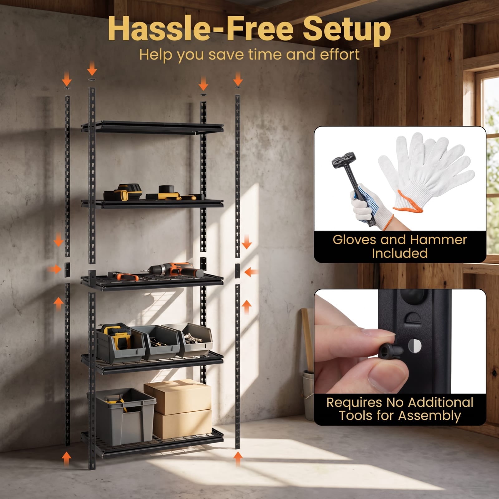 Biotree 5-Tier Metal Shelving Unit 2000 lbs Capacity with Adjustable Wire Shelves 36" × 18" × 72" for Garage Warehouse, Black