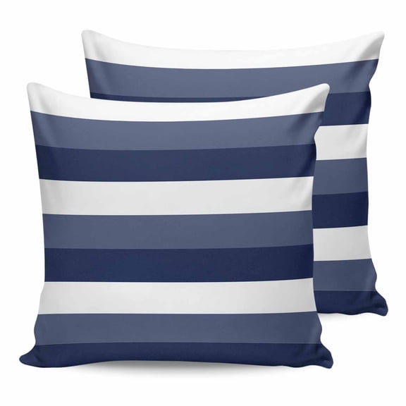 Navy Blue Ombre Stripe 18x18 Pillow Covers Set of 2, Abstract Art Modern Blue Striped Throw Pillow Covers Decorative Couch Cushion Case, Microfiber Square Pillowcases for Bedroom Car Living Room