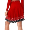thumbnail image 2 of Sholeno Women's Latin Dance Skirt Elastic Waistband Irregular Pleated Mini Skirt Ballroom Dancewear Red XXL, 2 of 5
