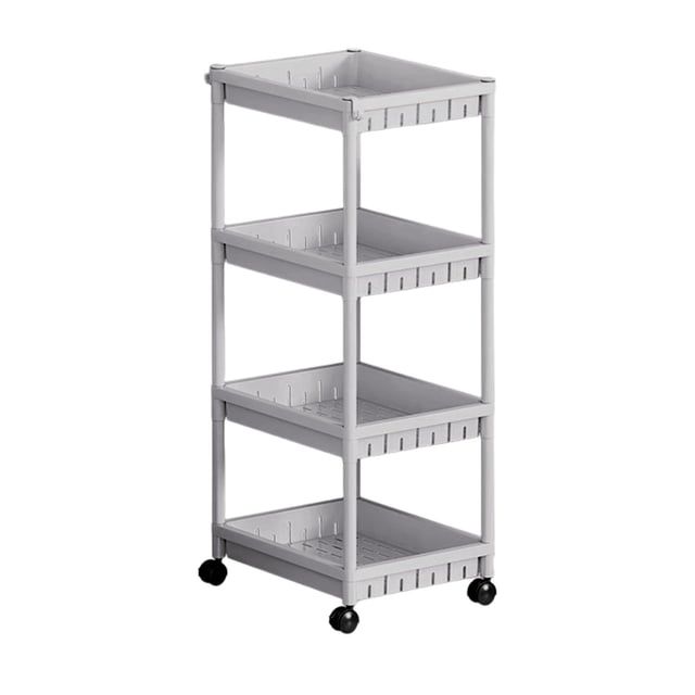 SIYTUAU 4 Tier Movable Plastic Storage Rack With Wheels Large Capacity Layered Shelf For Living Room Bathroom Kitchen 37.4 X 15.4 X 10.6 Inches Rolling Cart Organizer F
