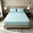 thumbnail image 4 of Ice Silk Summer Mattress Protector - Quilted Waterproof Bed Cover Set, Comfortable Nylon Spandex Topper for All Mattresses, Light Blue, JKODE, 4 of 6