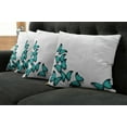 thumbnail image 2 of Ambesonne Spring Throw Pillow Cover 4 Pack, Sunny Butterflies Morphs, 16", Black Turquoise, 2 of 6