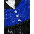 thumbnail image 6 of YEAHDOR Kids Girls Sparkle Sequins Tassels Dance Leotard Latin Cha-cha Jazz Dance Costume Skirted Leotard Blue 10, 6 of 7