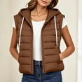 thumbnail image 2 of Cmfcve Womens Plus Size Zip up Puffer Vest Hooded Sleeveless Padded Jacket Coat Solid Winter Warm Outwear, 2 of 9
