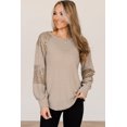 thumbnail image 5 of Women's Flaxen Sequin Patched Long Sleeve Top, 5 of 5