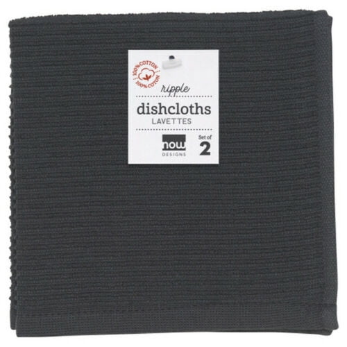 Now Designs Black Ripple Dishcloth, Set of 2