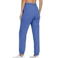 thumbnail image 4 of Womens Capris Women Pants Suit Fall Outfits for Women Trendy Designer Yoga Wear Tie Waist Pants for Summer Women's Spring/ Summer Zip Pocket Running Trousers Fitness Casual Athletic Leggings Blue XXL, 4 of 7