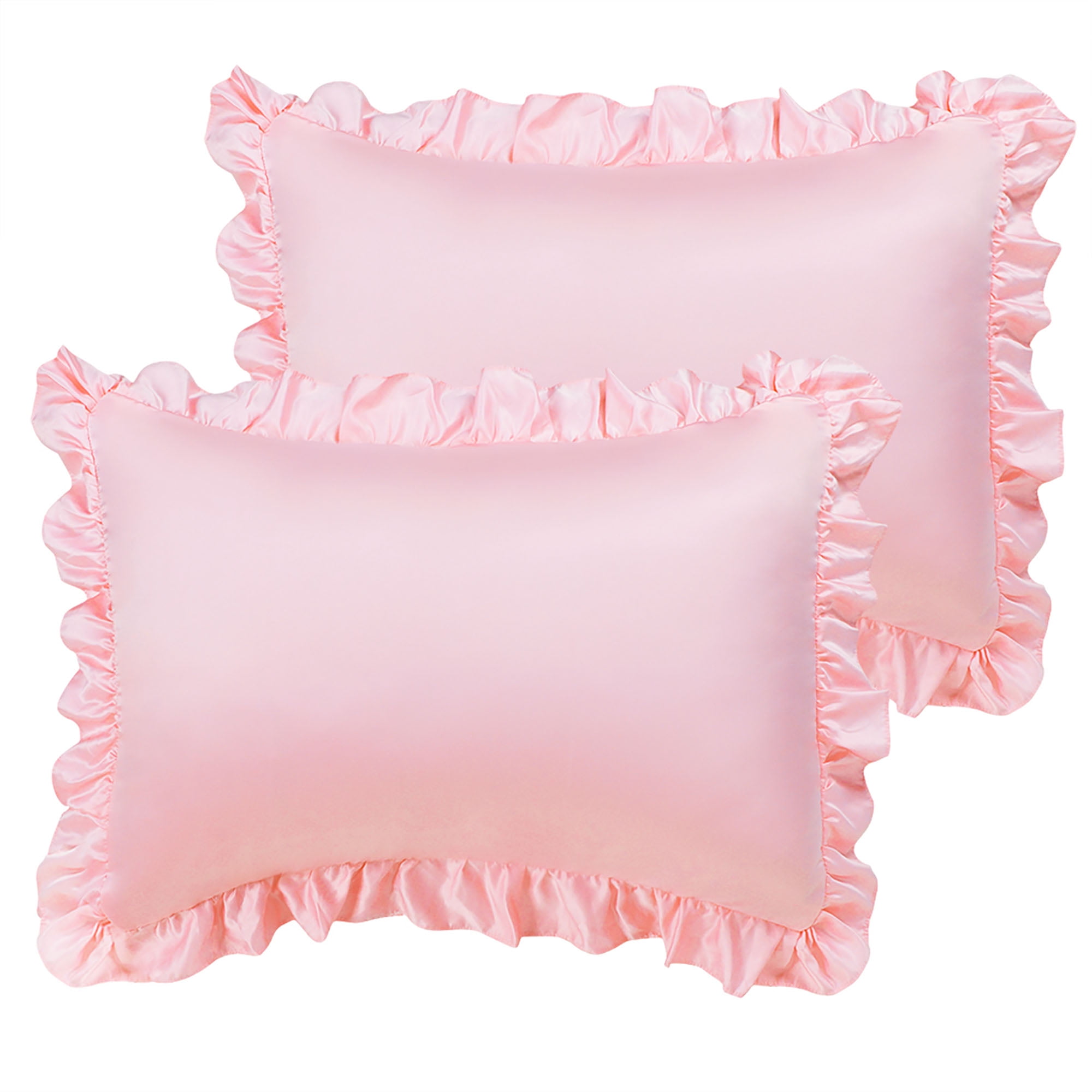 2pcs Pillow Shams Satin Silk Pillow Cases Oxford Pillowcases Ruffled 