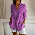 thumbnail image 5 of BiZtdJrK Button Down Shirts for Women Plus Size V Neck 3/4 Sleeve Blouses Loose Fit Dressy Casual Shirt Fashion Street Tunic Tops Purple S, 5 of 10