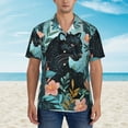 thumbnail image 2 of Fotbe Black Panther Floral Illustration Hawaiian Shirt for Men Unisex Summer Beach Casual Short Sleeve Cotton Linen Button Down Shirts-Medium, 2 of 5