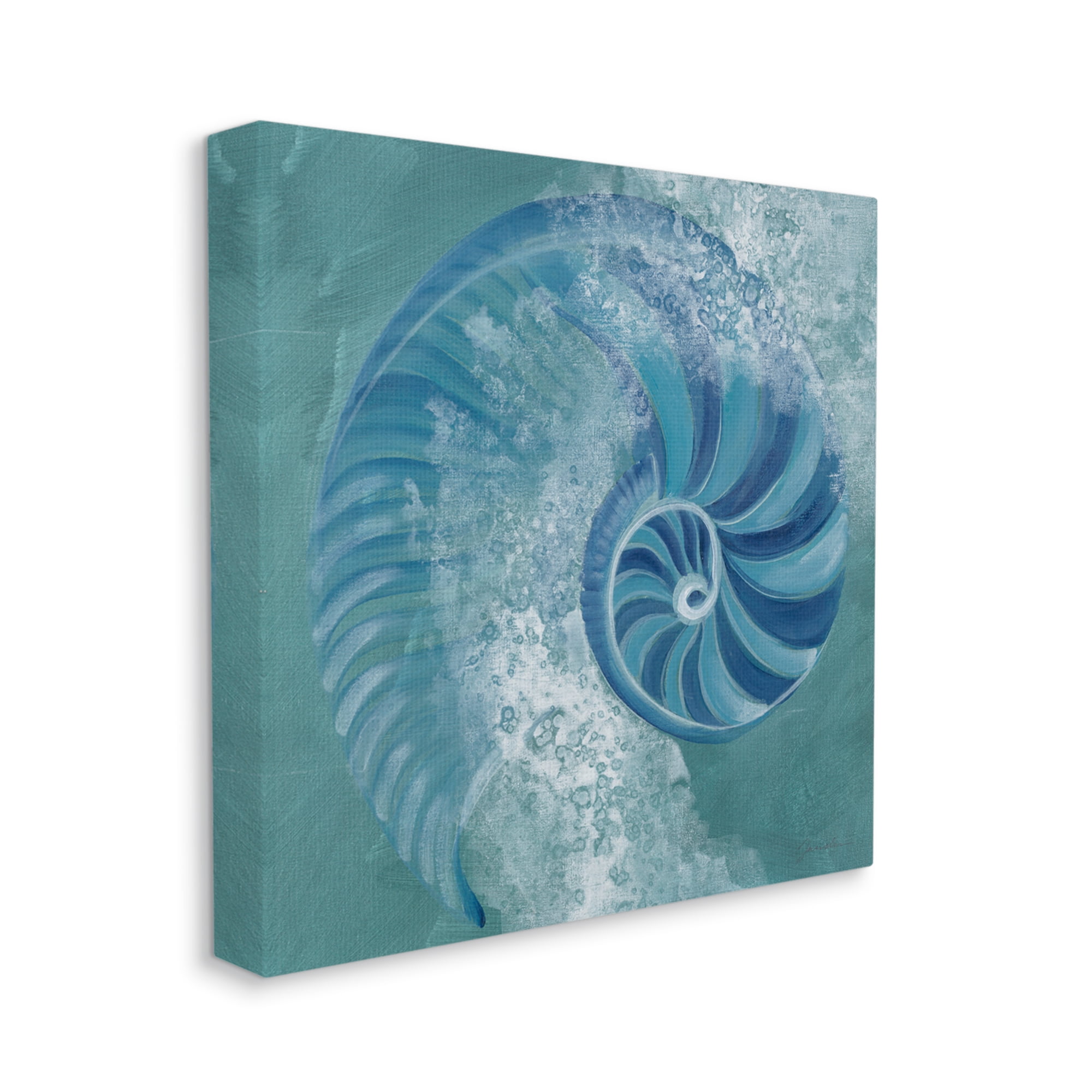 Stupell Industries Nautilus Shell Water Bubbles Animals & Insects Painting Gallery Wrapped Canvas Print Wall Art, 36 x 36