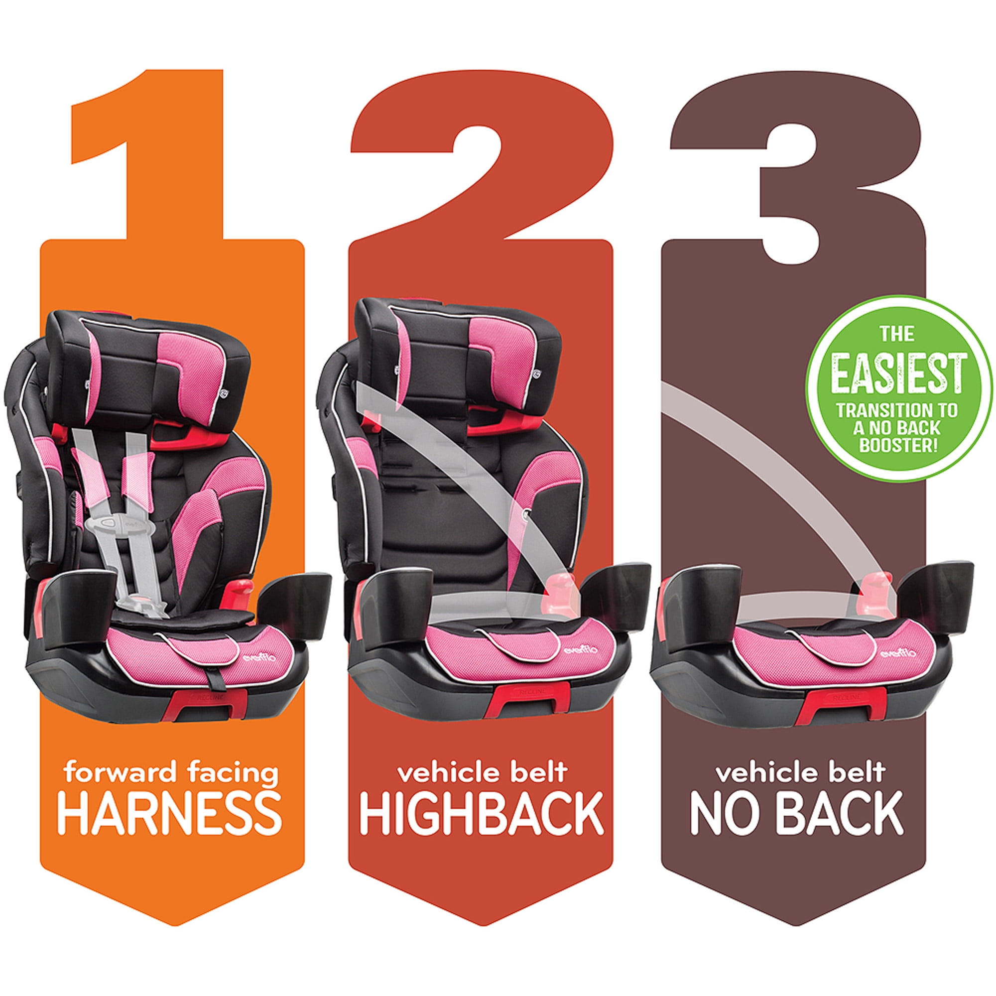 Evenflo Advanced Transitions 3 In 1 Harness Booster Car Seat Maleah Evenflo Advanced Transitions 3 In 1 Harness Booster Car Seat Maleah