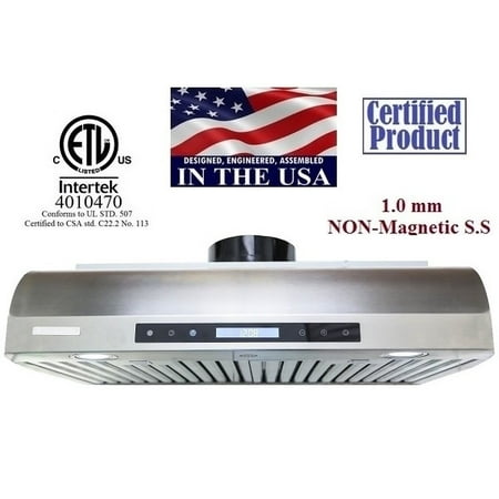 Zephyr Europa Series Hoods - PX14-U36 36 Ultra Series Under Cabinet Hood with 900 CFM 55 dB 2 Ultra-Quiet Motors 2 Squirrel Cage Blower 4-Speed Control 2 LED Lights and Touch Control with LED Display: Stainless Steel