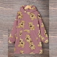 thumbnail image 4 of Women's Fleece Hooded Nightgown Cute Long Sleeve Flannel Sleepdress Fuzzy Sleepwear Pajama Loungewear with Pockets, 4 of 6