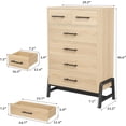 thumbnail image 2 of EastVita 6 Drawer Dresser Storage Cabinet with Sturdy Metal Base Natural Wood, 2 of 7