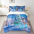 thumbnail image 3 of Manfei Winter Xmas Tree 7-Piece Twin Bedding Sets for Kids, Blue Christmas Eve Bedding Comforter Set, Western Festival Reversible Sheet Sets, Lightweight Room Decor, 3 of 8