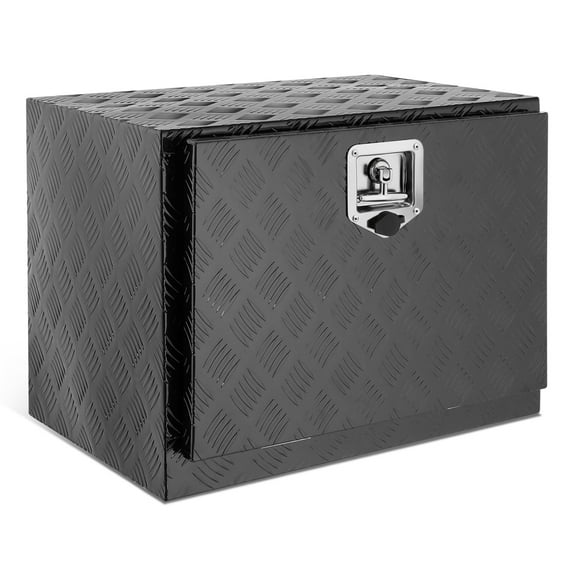 DNA Motoring 24"x18"x17.7" Aluminum Tool Box Pickup Truck Bed RV Trailer Storage w/Lock & Key Black