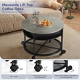 thumbnail image 3 of Ktaxon Mid-Century Coffe Table with Lift Top, 26.7" Round Coffee Table with Storage and Rolling Wheels, Modern Center Table for Small Spaces, Retro Gray, 3 of 9