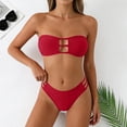 thumbnail image 4 of UTSJKR Women's 2026 Strapless Hollow Out Bandeau Bikini, Triangle Split Bathing Suit, Casual Summer Pool Beach Swimwear Red M, 4 of 8