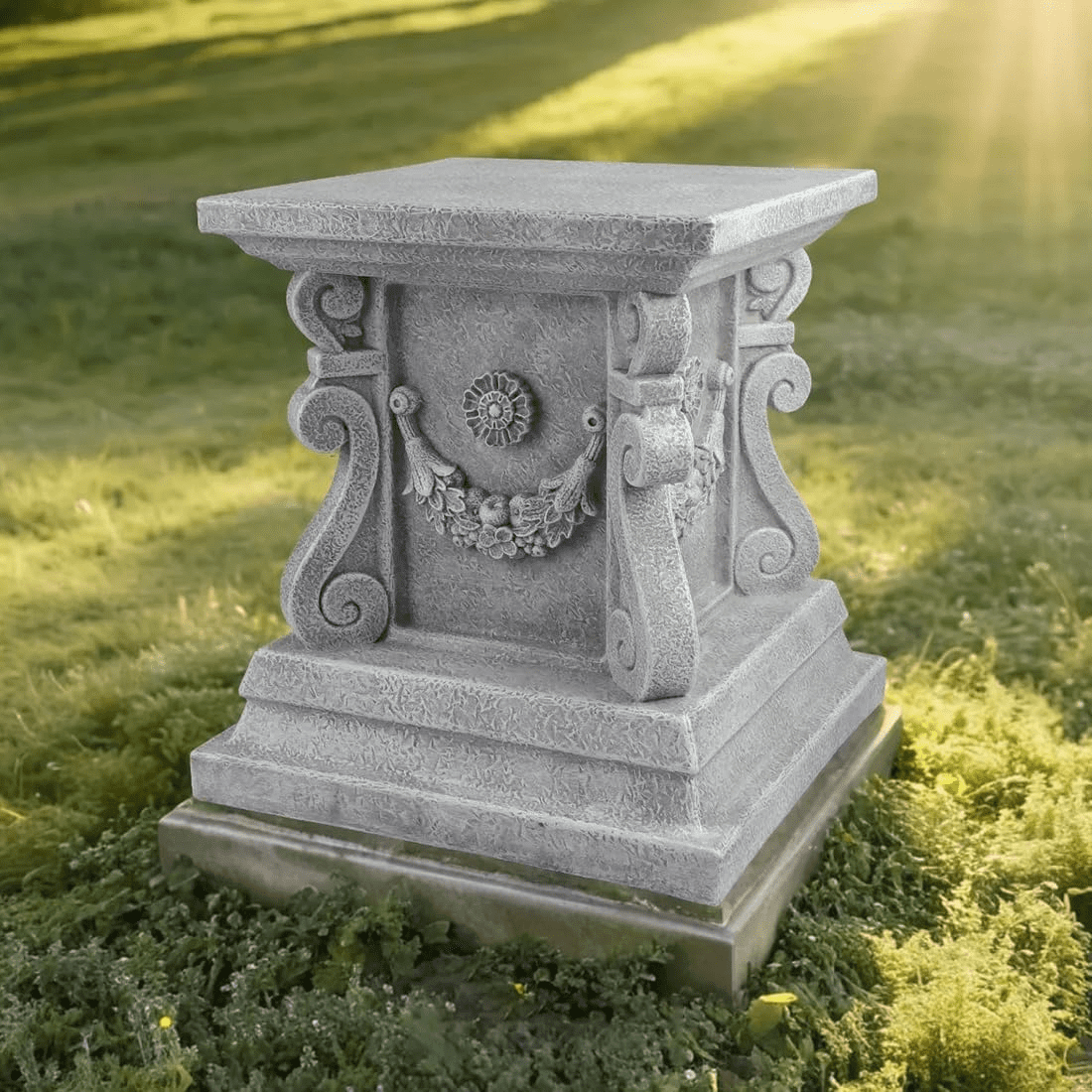 Square Garden Pedestal Sculpture Plinth Base Riser Pedestal Statuary Stand Outdoor Decor, Indoor Outdoor Sculptural Garden Plinth Base Statue Riser Home Decoration