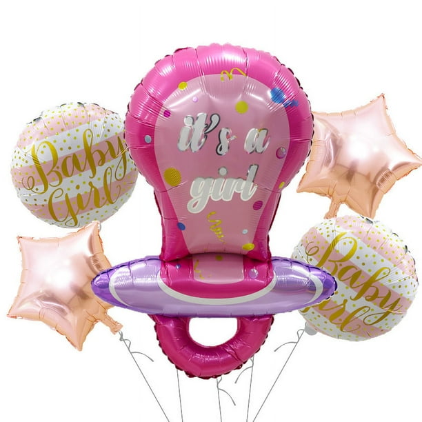 Set de globos para baby shower con diseño de niña, 5 piezas, revelador de género