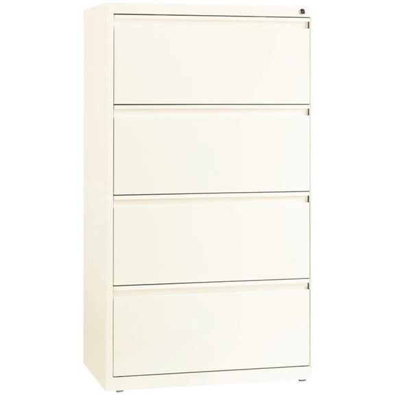 Scranton & Co Metal Off White Filing Cabinet Rectangular Dual Lock Bars 30" Fully Assembled