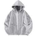 thumbnail image 3 of Zip Up Hoodie Men Fall Winter Long Sleeve Plain Oversized Hooded Sweatshirt with Pockets Cardigan Jacket Outerwear, 3 of 6